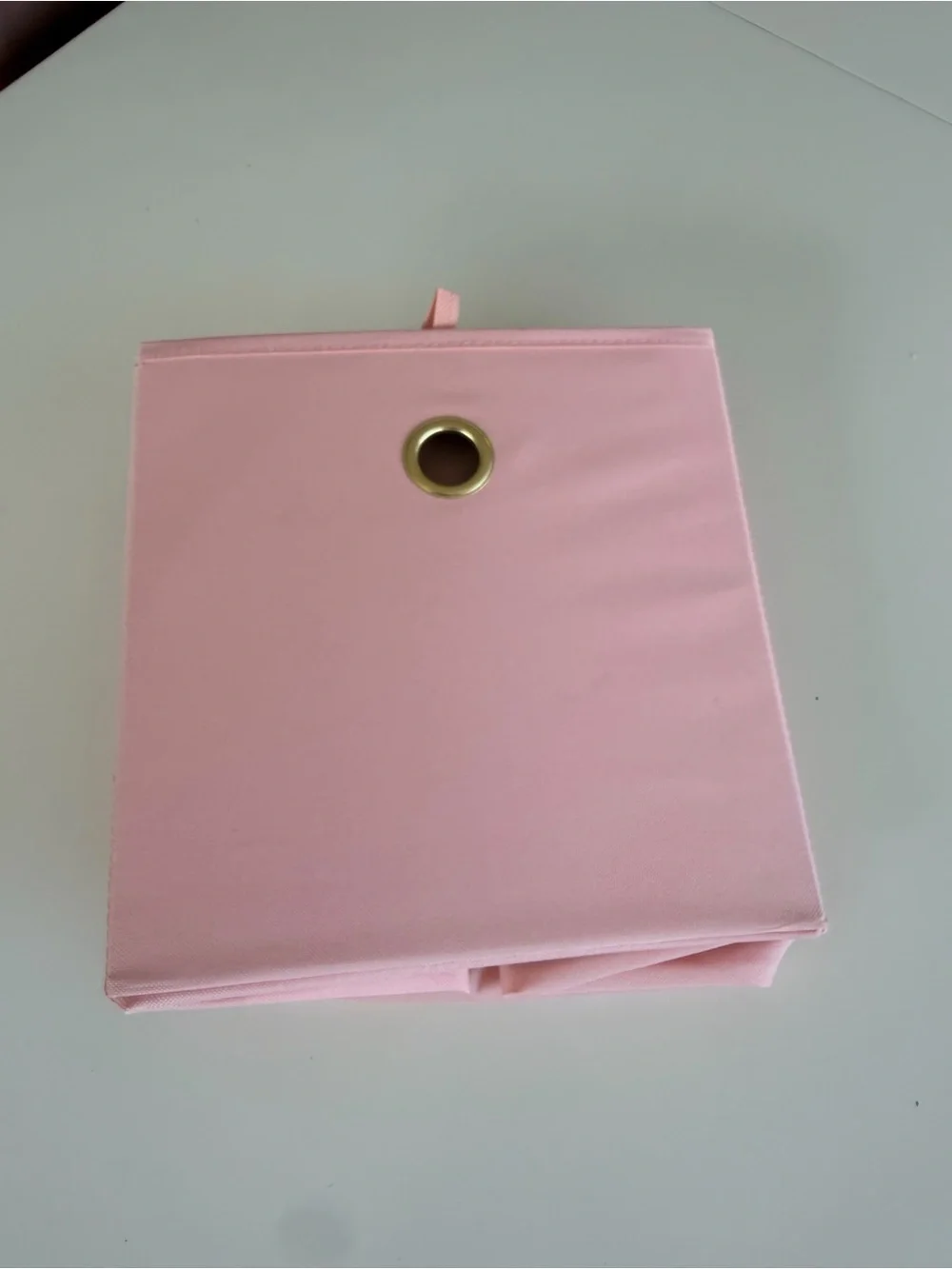 Square collapsing 11” Pink Storage Tote with Gold Grommet - set of THREE